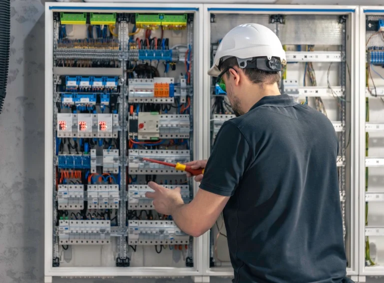 LENA Elektrik Hamburg | a male electrician works in a switchboard using an 2024 04 16 19 06 12 utc Gross